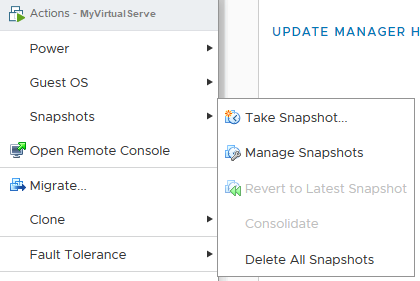 vmware consolidate grayedout